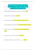 BLS AHA FOR HEALTHCARE PROVIDERS QUESTIONS AND ANSWERS GRADED A+