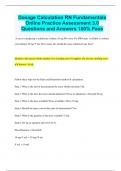 Dosage Calculation RN Fundamentals Online Practice Assessment 3.0 Questions and Answers 100% Pass