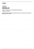 AQA GCSE BUSINESS Paper 2 Influences of marketing and finance on business activity Monday 12 June 2023 PACKAGE