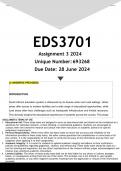 EDS3701 Assignment 3 &lpar;ANSWERS&rpar; 2024 - DISTINCTION GUARANTEED