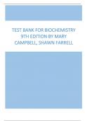 Test Bank for Biochemistry 9th Edition By Mary Campbell, Shawn Farrell All Chapters