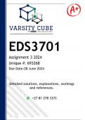 EDS3701 Assignment 3 &lpar;DETAILED ANSWERS&rpar; 2024 - DISTINCTION GUARANTEED
