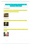 American Revolution Questions and Answers 100% Pass