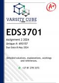 EDS3701 Assignment 2 (DETAILED ANSWERS) 2024 - DISTINCTION GUARANTEED