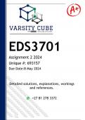 EDS3701 Assignment 2 &lpar;DETAILED ANSWERS&rpar; 2024 - DISTINCTION GUARANTEED
