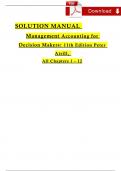 Management Accounting for Decision Makers: 11th Edition Solution Manual By Peter Atrill, 2024 Chapters 1 - 12, Complete Verified Newest Version