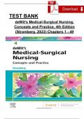 Test Bank For Dewit's Medical-Surgical Nursing, 4th Edition by Holly K. Stromberg, Chapters 1 - 49, Complete Verified Newest Version