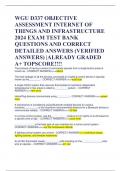 WGU D337 OBJECTIVE ASSESSMENT INTERNET OF THINGS AND INFRASTRUCTURE 2024 EXAM TEST BANK QUESTIONS AND CORRECT DETAILED ANSWERS (VERIFIED ANSWERS) -ALREADY GRADED A+ TOPSCORE!!!!