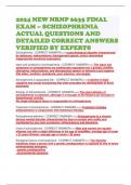 2024 NEW NRNP 6635 FINAL EXAM &ndash; SCHIZOPHRENIA ACTUAL QUESTIONS AND DETAILED CORRECT ANSWERS VERIFIED BY EXPERTS