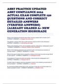 ASRT PRACTICE UPDATED ASRT COMPLIANCE 2024 ACTUAL EXAM COMPLETE 150 QUESTIONS AND CORRECT DETAILED ANSWERS (VERIFIED ANSWERS) |ALREADY GRADED A+ NEW GENERATION HIGHGRADE