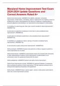 Maryland Home Improvement Test Exam  2024-2024 Update Questions and  Correct Answers Rated A+