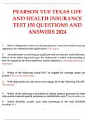 PEARSON VUE TEXAS LIFE AND HEALTH INSURANCE TEST 150 QUESTIONS AND ANSWERS