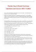 Florida Class E Permit Test Exam Questions And Answers 100&percnt; Verified