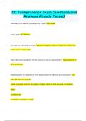 DC Jurisprudence Exam Questions and  Answers Already Passed