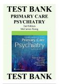 TEST BANK For Primary Care Psychiatry 2nd Edition by Robert McCarron, Glen Xiong, Chapters 1-26 | Complete Updated Guide.