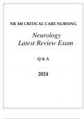 NR 340 CRITICAL CARE &lpar;NEUROLOGY&rpar; LATEST REVIEW EXAM Q & A 2024