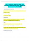 Life Insurance Test WA State (And General Insurance Review) Questions  and Answers Graded A+