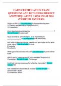 CAISS CERTIFICATION EXAM QUESTIONS AND DETAILED CORRECT ANSWERS| LATEST CAISS EXAM 2024 (VERIFIED ANSWERS)- Certified Abbreviated Injury Scale Specialists (CAISS)