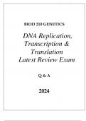 BIOD 210 MOD 6 GENETICS (DNA REPLICATION TO TRANSLATION) LATEST REVIEW EXAM Q & A