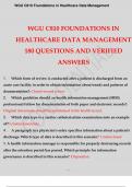 WGU C810 FOUNDATIONS IN HEALTHCARE DATA MANAGEMENT 180 QUESTIONS AND VERIFIED