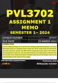 PVL3702 ASSIGNMENT 1 MEMO - SEMESTER 1 - 2024 - UNISA - DUE : 25 MARCH 2024 (DETAILED ANSWERS WITH FOOTNOTES - DISTINCTION GUARANTEED) 