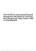 TEST BANK for International Financial Management 10th Edition by Cheol Eun, Bruce Resnick and Tuugi Chuluun. ISBN13: 9781260013870  (VERIFIED 2024-2025)
