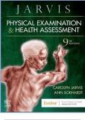 PHYSICAL EXAMINATION AND HEALTH ASSESSMENT 9th EDITION TEST BANK (JARVIS, 2024) ALL CHAPTERS 1 - 32 COMPLETE, VERIFIED LATEST VERSION