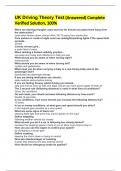 UK Driving Theory Test &lpar;Answered&rpar; Complete Verified Solution&comma; 100&percnt;
