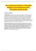 Accounting Principles II: Flexible Budgets and Standard Costs Complete Study Guide