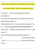 Guam Driver's Handbook Exam Study Guide Questions and Answers (2024 / 2025) (Verified Answers)