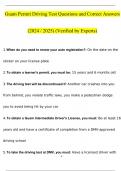 Guam Permit Driving Test Questions and Answers (2024 / 2025) (Verified Answers)