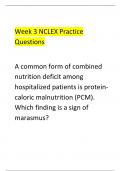 Week 3 NCLEX Practice  Questions