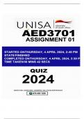 AED3701 ASSIGNMENT 01 (QUIZ) DUE 08 APRIL 2024
