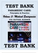 TEST BANK for PARAMEDIC CARE: PRINCIPLES & PRACTICE, 5TH EDITION Volume 3 Medical Emergencies BLEDSOE