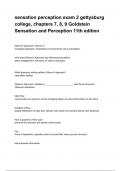 sensation perception exam 2 gettys burg college, chapters 7, 8, 9 Goldstein Sensation and Perception 11th edition2024/2025 (100% verified)