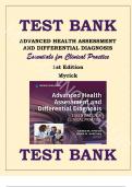 Test Bank for Advanced Health Assessment and Differential Diagnosis: Essentials for Clinical Practice, 1st Edition (Myrick, 2020), Chapter 1-12 Complete Guide.