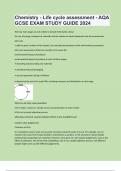 Chemistry - Life cycle assessment - AQA GCSE EXAM STUDY GUIDE 2024