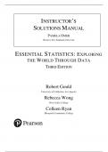 Solution Manual For Essential Statistics Exploring the world through data 3th Edition by Robert N&period; Gould&comma; Rebecca Wong&comma; Colleen Ryan