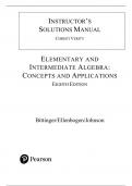 Solution Manual For Elementary and Intermediate Algebra Concepts and Applications, 8th Edition by Marvin L. Bittinger, David J. Ellenbogen, Barbara L. Johnson