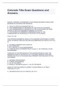Colorado Title Exam Questions and Answers