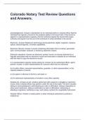 Colorado Notary Test Review Questions and Answers