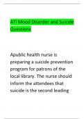 ATI Mood Disorder and Suicide  Questions