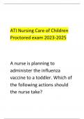 ATI Nursing Care of Children  Proctored exam 2023-2025