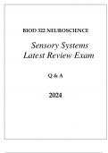 BIOD 322 MOD 4 NEUROSCIENCE SENSORY SYSTEMS LATEST REVIEW EXAM Q & A 2024.