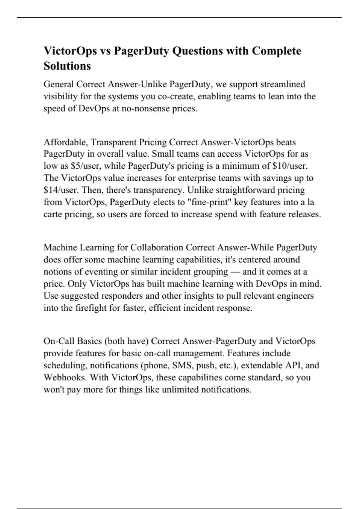 VictorOps vs PagerDuty Questions with Complete Solutions PagerDuty