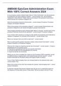 AMB400 EpicCare Administration Exam With 100&percnt; Correct Answers 2024