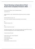 Texas Nursing Jurisprudence Final Exam And Complete Answers 2024&period;