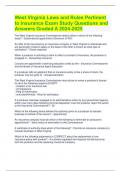 West Virginia Laws and Rules Pertinent to Insurance Exam Study Questions and Answers Graded A 2024-2025 