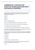 COMMERCIAL CONTRACTOR PRACTICE EXAM QUESTIONS WITH RATIONALES ANSWERS