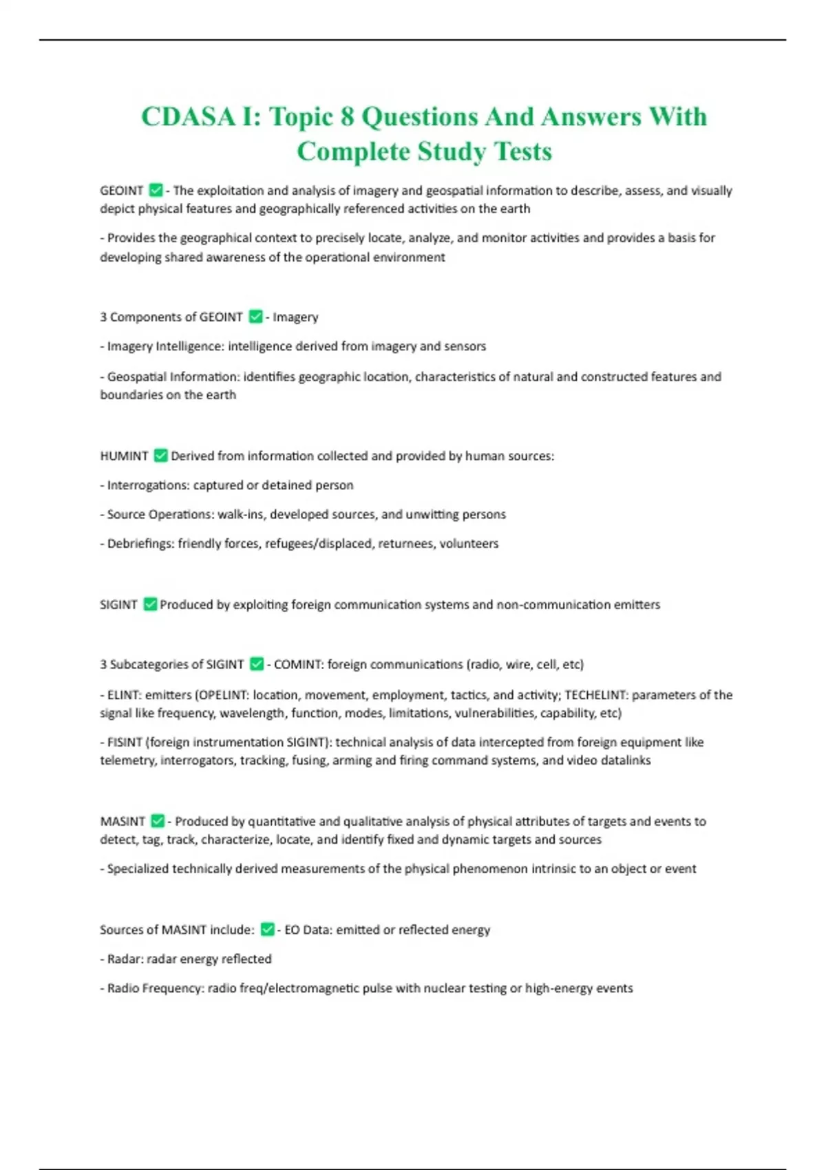 CDASA I: Topic 8 Questions And Answers With Complete Study Tests ...